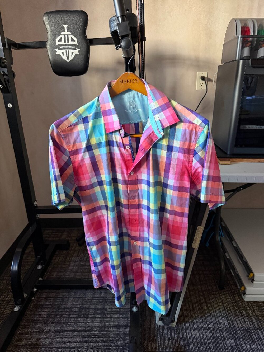 Bugatchi Uomo Men’s Multicolor Plaid Short-Sleeve Shirt Large